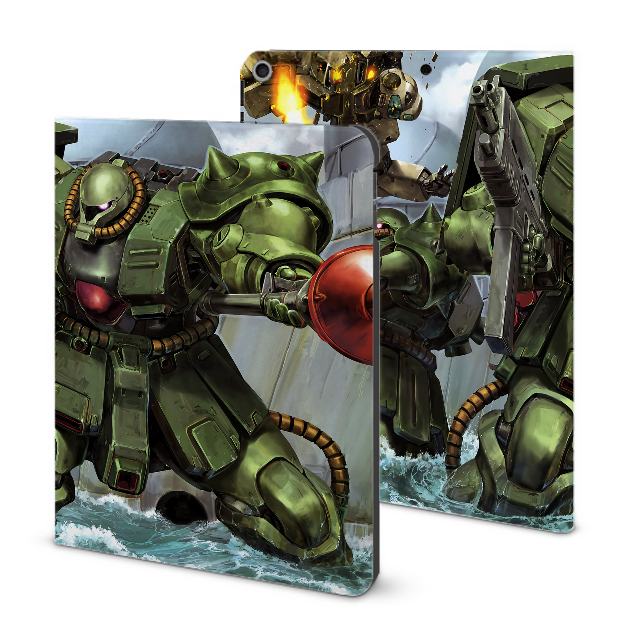 （画像用） 機動戦士ガンダム Mobile Suit Gundam IPad ケース ブック型 PUレザー TPU 耐衝撃 軽量 薄型 ペン収納なし 全面保護 IPad 各モデル対応
